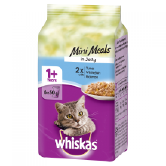 Whiskas 1+ Mini Meals Fish Selection in Jelly 6 x 50g