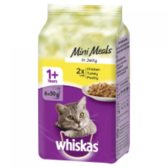 Whiskas 1+ Cat Pouches Poultry Selection in Jelly 6 x 50g