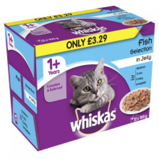 Whiskas Pouch Fish Selection in Jelly £3.29 12 Pack