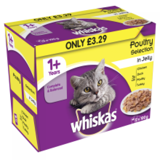 Whiskas Pouch Poultry Selection in Jelly £3.29 12 Pack