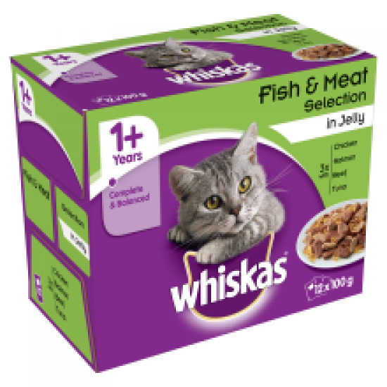 Whiskas Pouch Fish & Meat Selection in Jelly 12 Pack