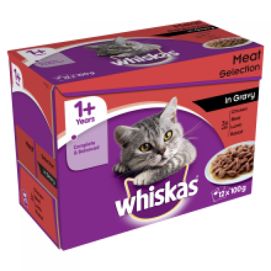 Whiskas Pouch Meat Selection in Gravy 12 Pack