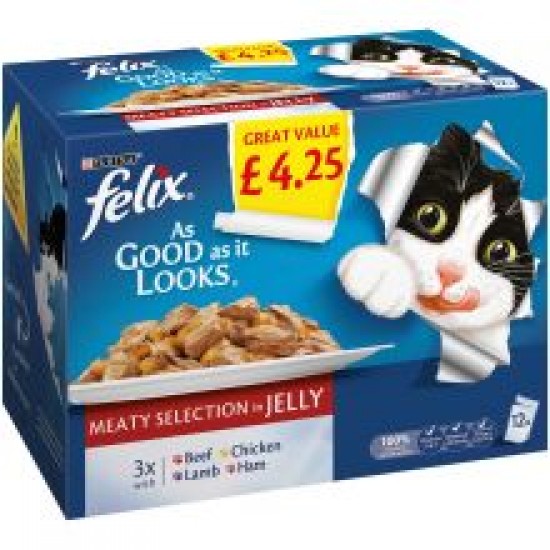 Felix Asgood as it looksMeaty selection in jelly £4.25