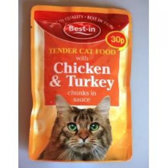 Best-in Cat Pouch Chicken & Turkey 30p