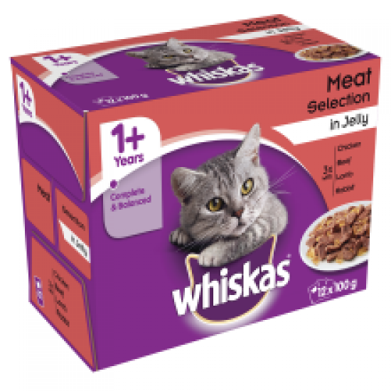 Whiskas Pouch in Jelly Meat Selection 12 Pack